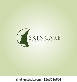 Modern skincare logo concept with women face silhoutte