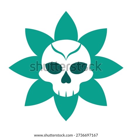 Modern skull emblem paired with flowers expressing elegance contrast artistry and refined symbolic identity