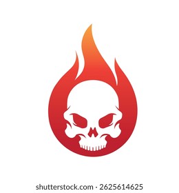 modern skull flame logo fire head vector design symbol 