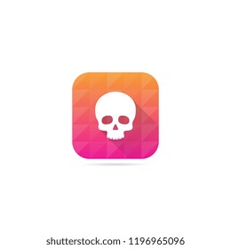 Modern Skull Icon With Long Shadow