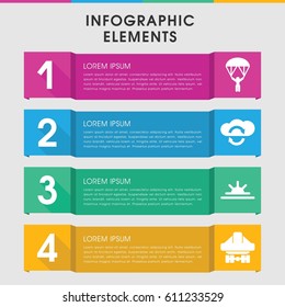 Modern sky infographic template. infographic design with sky icons includes sun rise, cargo plane back view. can be used for presentation, diagram, annual report, web design. 