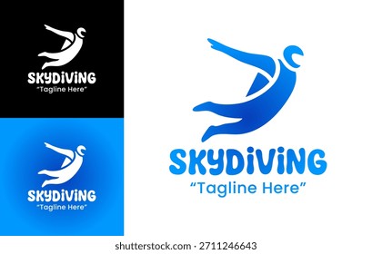 A modern skydiving athlete symbol crafted with aerodynamic shapes, suitable for sportswear, extreme clubs, and event branding.