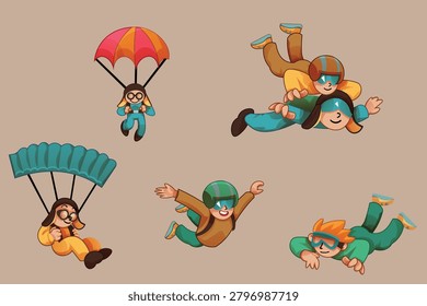 Modern Skydiving Vector Icon 3D Illustration Design