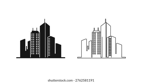 Modern Skyline Architecture Design Vector Illustrations Vector