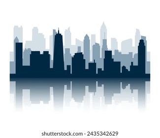 modern skyline building background design with reflection effect vector