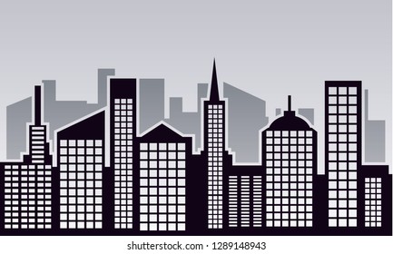 Modern Skyline City Windows Vector Illustration Stock Vector (royalty 