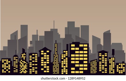 Modern Skyline City Windows Vector Illustration Stock Vector (Royalty ...