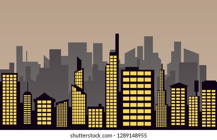 modern skyline city with windows vector illustration