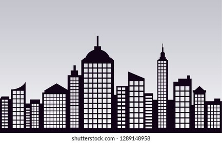 modern skyline city with windows vector illustration