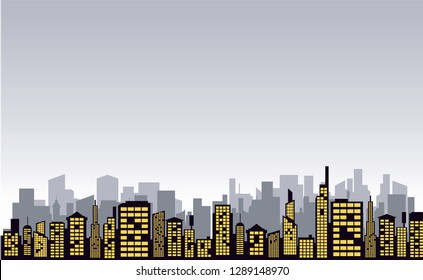 modern skyline city with windows vector illustration