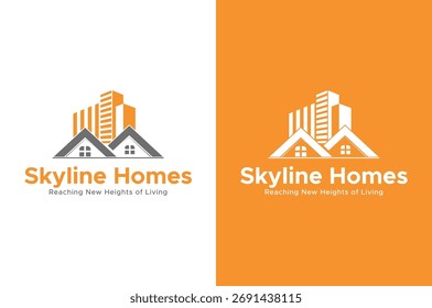 Modern skyline homes logo showcasing real estate and urban living options with architectural design