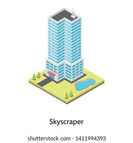 
Modern skyscraper architecture in isometric design 
