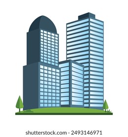 Modern Skyscraper Building Icon. City architecture urban and metropolis theme. Isolated design illustration in flat style.