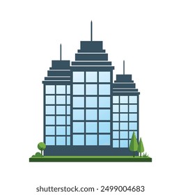 Modern Skyscraper Building Icon. City architecture urban and metropolis theme. Isolated design illustration in flat style.