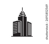 Modern skyscraper building icon vector silhouette icon illustration for real estate logo design template professional urban skyline city architecture