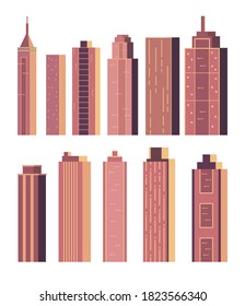 Modern skyscraper building isolated set. Vector flat graphic design cartoon illustration