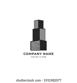 Modern skyscraper building logo icon sign design vector template