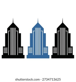 Conjunto de logotipos de edificios de rascacielos modernos Diseño de arquitectura de Vector de iconos de negocios inmobiliarios
