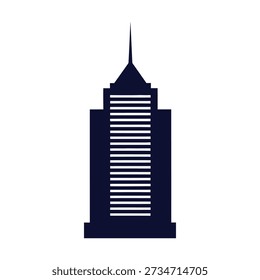 Edificio de rascacielos moderno Logotipo Plantilla Inmobiliaria Torre Icono de negocios Silueta Diseño de la ciudad
