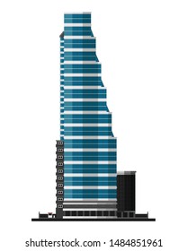 A modern skyscraper building in shadow flat style isolated vector