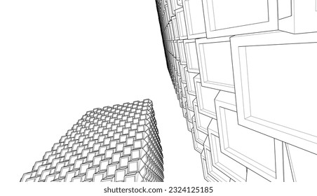 Modern skyscraper buildings 3d rendering 