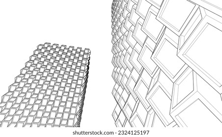 Modern skyscraper buildings 3d rendering 