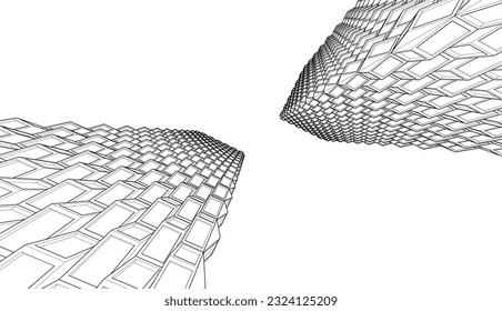 Modern skyscraper buildings 3d rendering 