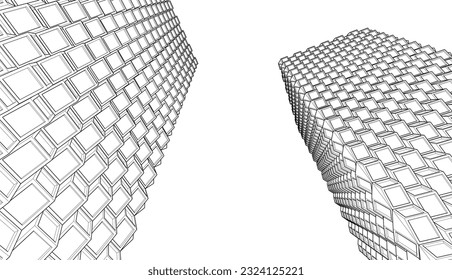 Modern skyscraper buildings 3d rendering 