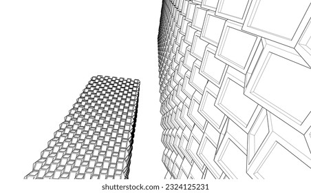 Edificios modernos de rascacielos 3d de renderización 