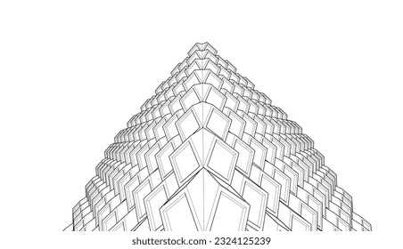 Moderne Wolkenkratzer-Gebäude 3D-Darstellung 