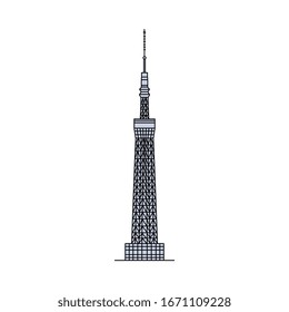 Icono moderno de rascacielos construcción residencial, ilustración vectorial en el estilo de dibujo animado aislado en fondo blanco. Descargue el símbolo de arquitectura metropolitana.