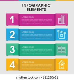 Modern skyscraper infographic template. infographic design with skyscraper icons includes business center. can be used for presentation, diagram, annual report, web design. 