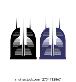 Diseño de logotipo de rascacielos moderno Icono de edificio de bienes raíces de lujo Símbolo de torre de ciudad Corporativa

