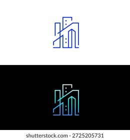 Plantilla de diseño de logotipo de rascacielos moderno para la identidad empresarial. Bienes raíces modernos, edificio, apartamento, rascacielos, concepto de diseño de logotipo de arquitectura.