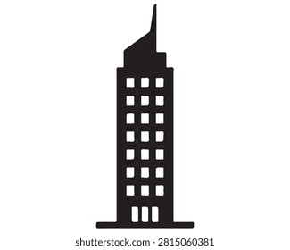 Modern skyscraper silhouette against clear sky. Iconic high-rise building outline for urban architecture design.