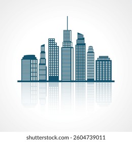 modern skyscrapers building against the sky with reflection vector