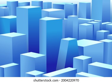 Modern skyscrapers in the morning. 3d style vector illustration