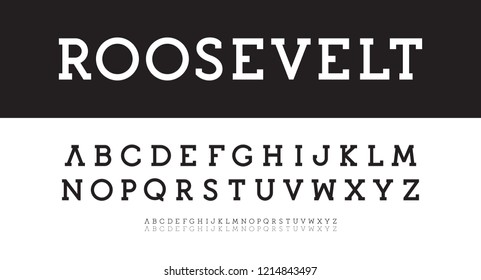 Modern slab serif alphabet. Bold, regular, thin vector typeset. New classic font template. Geometric simple characters with serifs. Vectors.