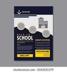 "Modern, sleek admission flyer design featuring clear details, bold text, and inviting visuals. Perfect for highlighting programs, deadlines, and easy application steps to attract new students!"