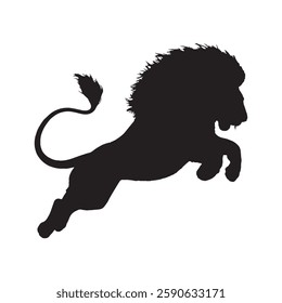 Modern and Sleek Attacking Lion Silhouette for Contemporary Digital Art - Lion Vector - Lion Icon
