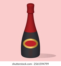 A modern and sleek bottle design featuring a gradient red and black finish.The central focus is a golden oval framing a deep red core,symbolizing luxury and sophistication.isolated on pink background