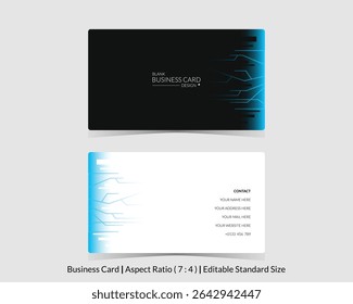 modern and sleek business card design template with simple tech ornament