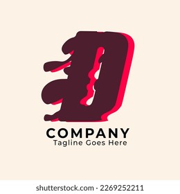 Modern and sleek "D" initial vector logo in maroon and red with a captivating drop of water effect