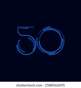 A modern and sleek designed number "50" in luxurious blue, symbolizing a milestone anniversary, jubilee, or achievement.