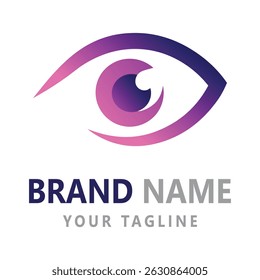 A modern, sleek eye logo with a gradient of purple and pink hues, ideal for professional branding, marketing, and corporate identity.