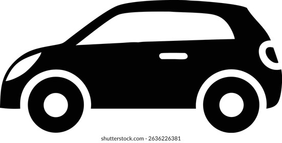 Modern sleek hatchback car silhouette vector with smooth curve and stylish design. perfect for automotive, transportation, and graphic design projects. Clean black and white side profile illustration.