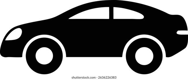 Modern sleek hatchback car silhouette vector with smooth curve and stylish design. perfect for automotive, transportation, and graphic design projects. Clean black and white side profile illustration.
