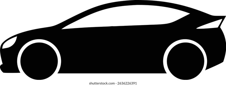 Modern sleek hatchback car silhouette vector with smooth curve and stylish design. perfect for automotive, transportation, and graphic design projects. Clean black and white side profile illustration.
