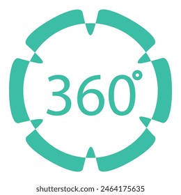 Modern, sleek, and interactive 360 degree panoramic virtual tour view emblem logo with a simple design and graphic vector interface for immersive online experiences and navigation