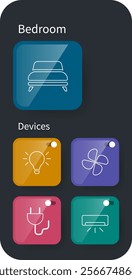 A modern and sleek interface design showcasing a smart home application for managing devices in a bedroom